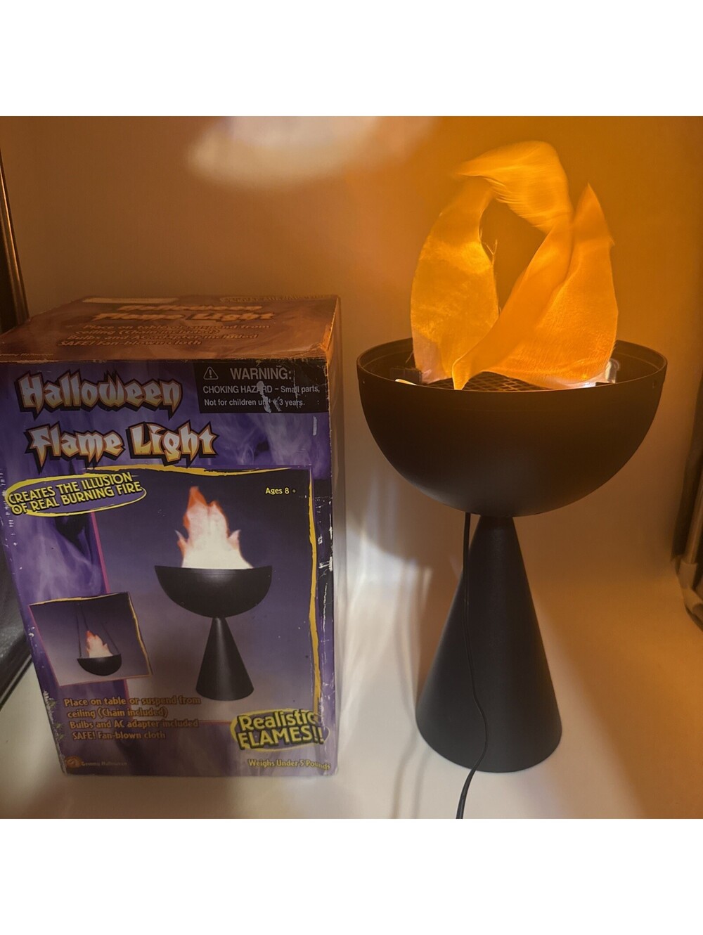 Vintage Gemmy Halloween Flame Lighted Hanging Cauldron No Hanging Chain